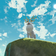 A Wydeer Pokémon stands atop a cliff in Pokémon Legends: Arceus.